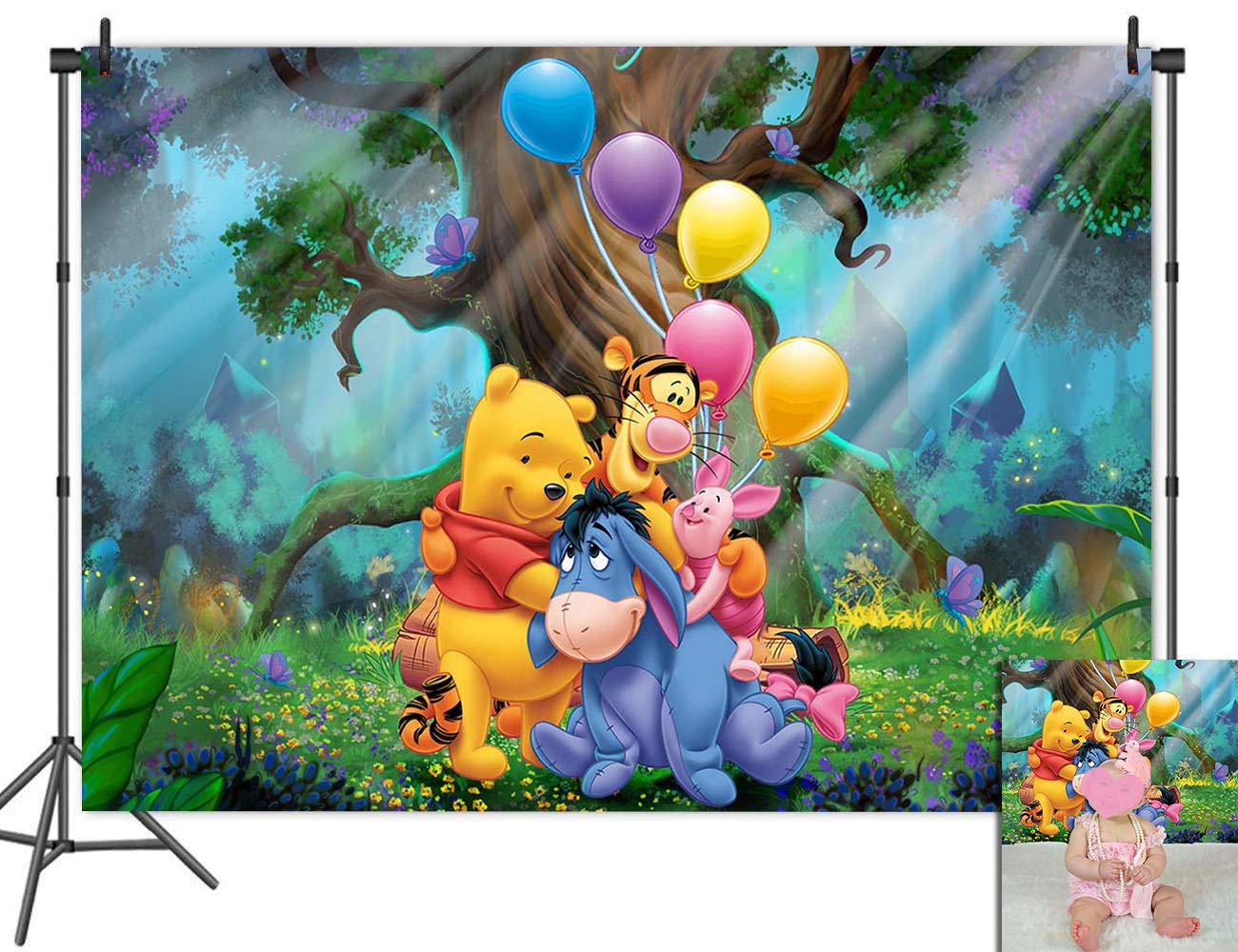 Winnie The Pooh and Friends Photography Backdrop; Winnie The Pooh Scene